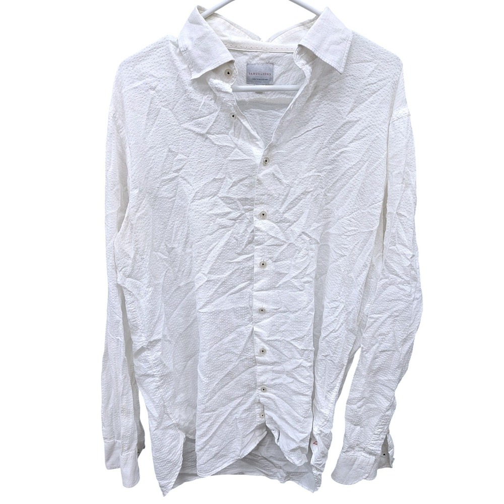 Samuelsohn Contemporary Men's White Textured‎ Button Down Shirt- Size 16.5